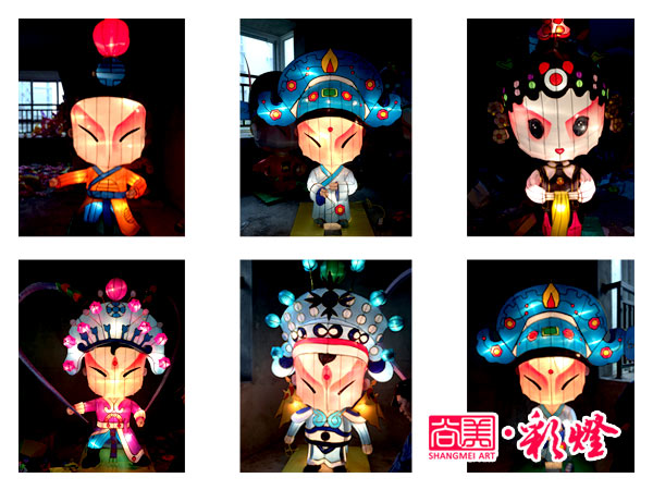 自贡尚美公司为重庆某商业街制作的立体京剧人物花灯