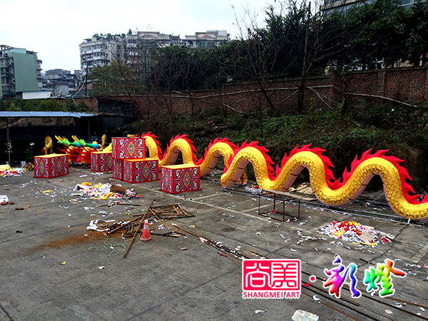 2015年1月香港海洋公园长龙彩灯制作现场