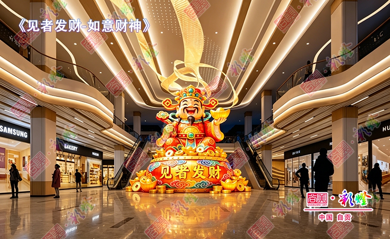 《见者发财 - 如意财神》商场中庭应用场景展示
